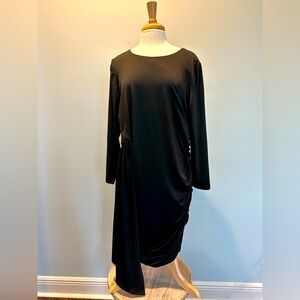 Eloquii faux wrap long sleeve black midi dress size 18 New with tags